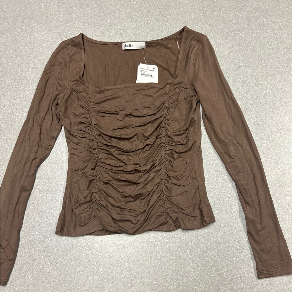 Elodie brand size large women’s long sleeve brown top